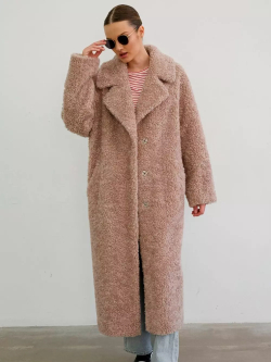 Шуба чебурашка длинная из овечьей шерсти, SilverFox (арт.S1072rm09bz)