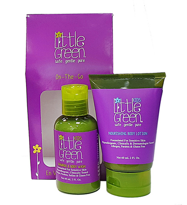 LITTLE GREEN.KIDS. ON-THE-GO KIT (LGKS2 LITTLE GREEN.KIDS. SHAMPOO & BODY WASH 60 МЛ+ LGKBLT2 LITTLE GREEN.KIDS. NOURISHING BODY LIOTON 60 МЛ) / Набор "в дорогу"  для детей от 12мес. (В составе набора: Шампунь и гель для тела. Без слез 60 мл+ Лосьон питательный ля тела 60 мл)