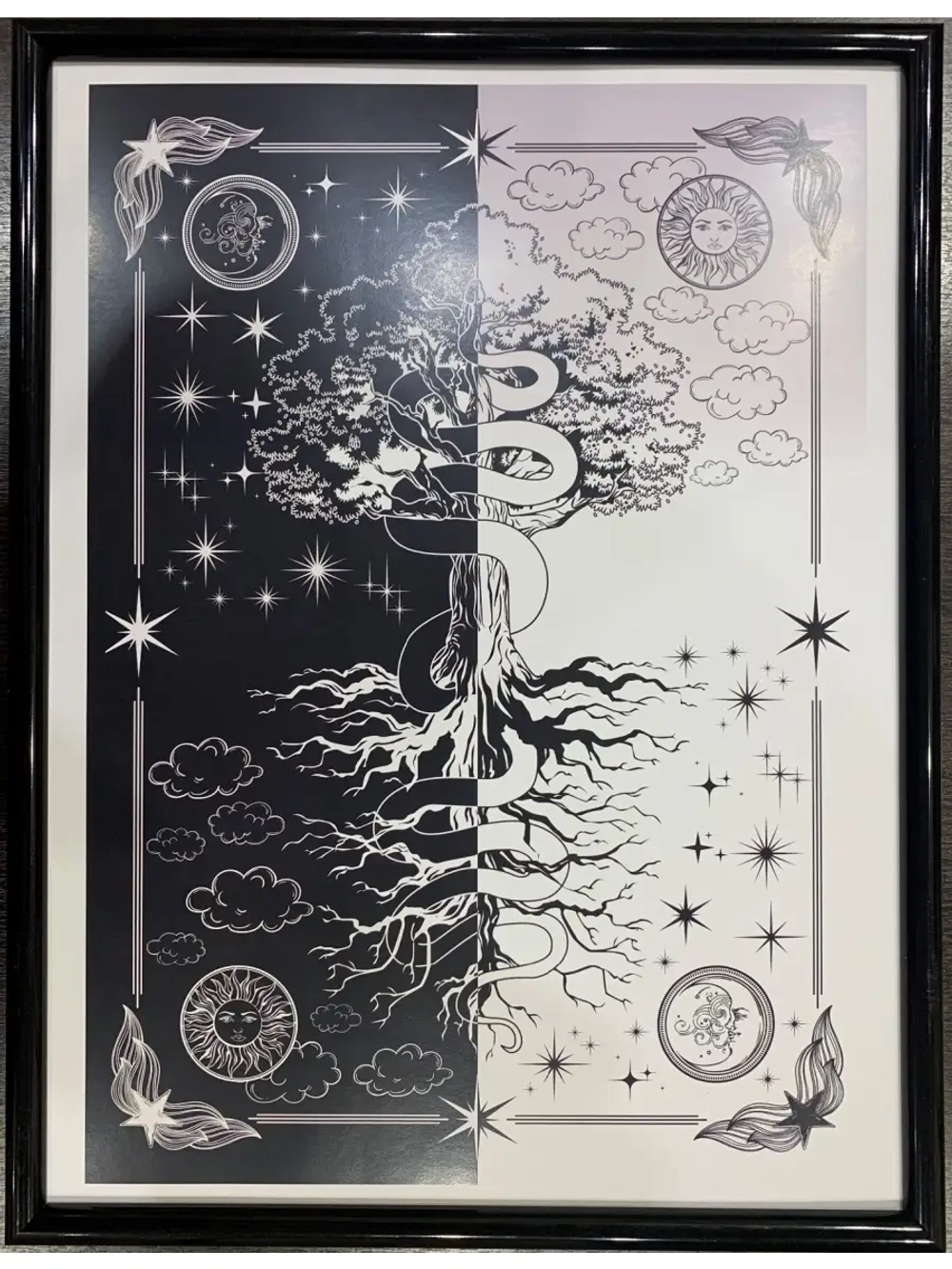 Древо-Постер Древо жизни черно-белое в рамке А3