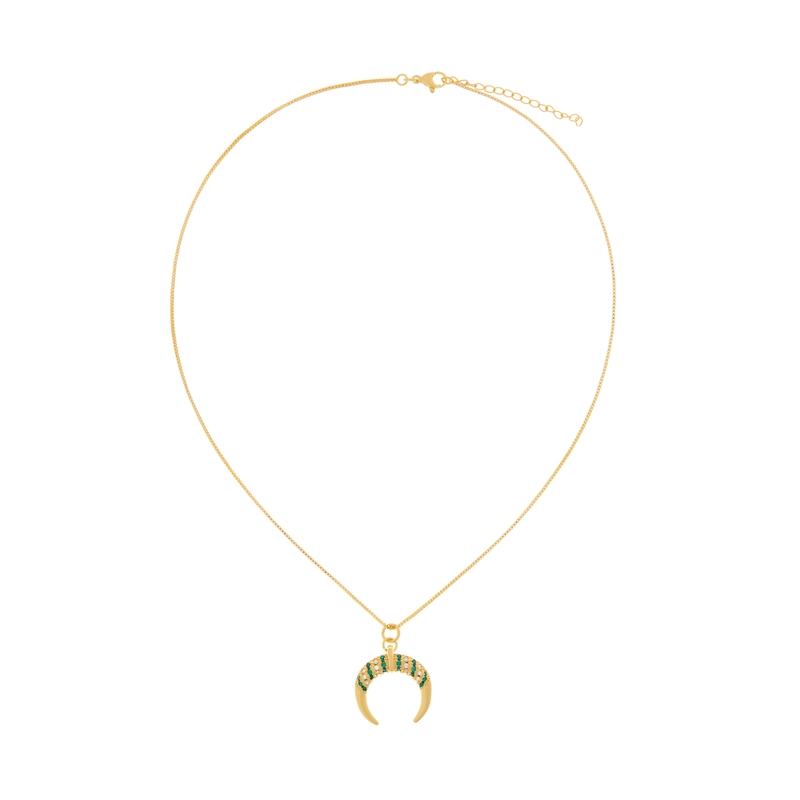 Колье Кристальный Полумесяц – Зелёное