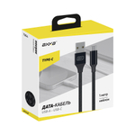 Дата-кабель USB - USB-C, 2А, 1м, нейлон, черный