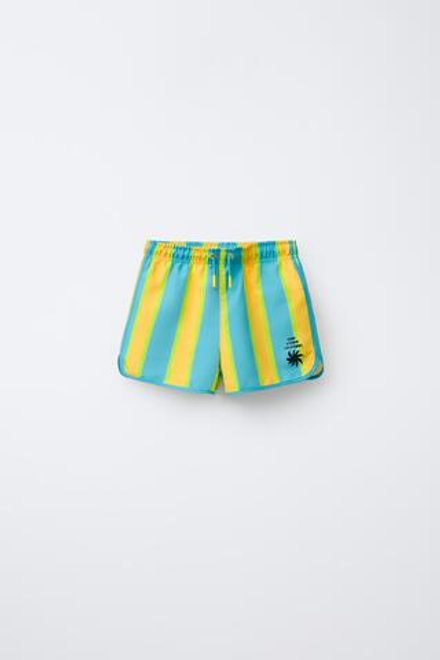 ZARA ПЛАВКИ В ПОЛОСКУ, БИРЮЗОВЫЙ