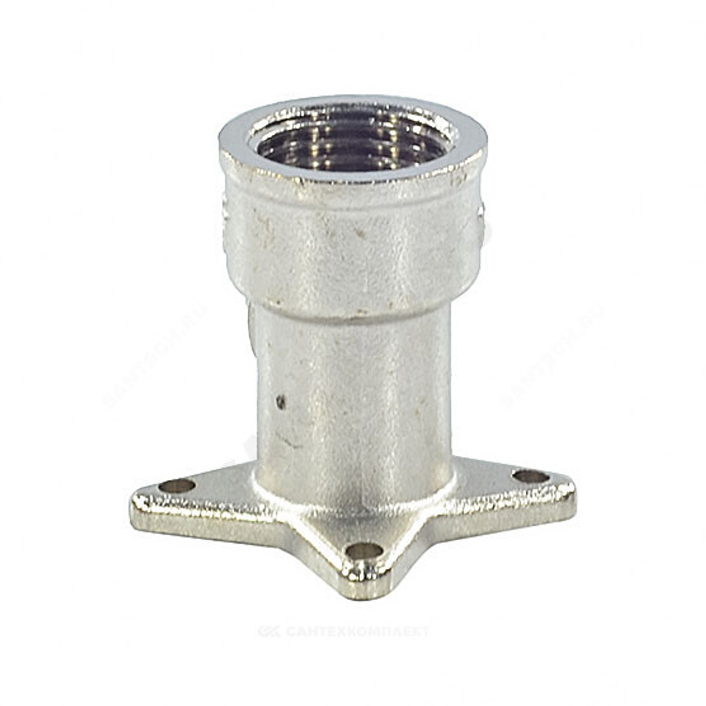Угольник латунь никель установочный Ду 15 (1/2") 3 отверстия ВР/НР SantechSystems