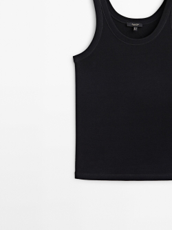 Massimo Dutti Топ из 100% хлопка с бретелями, черный