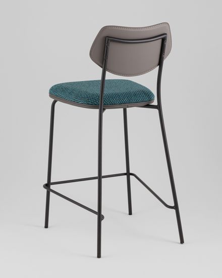 Стул полубарный Casey темно-бирюзовый с серой экокожей