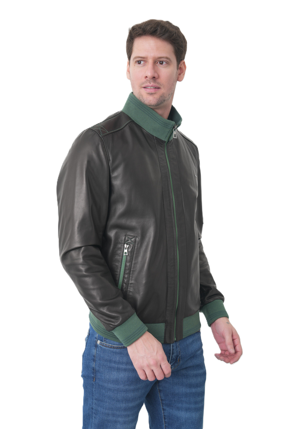 KHIMEONE Мужская кожаная демисезонная куртка (натуральная кожа, овчина)