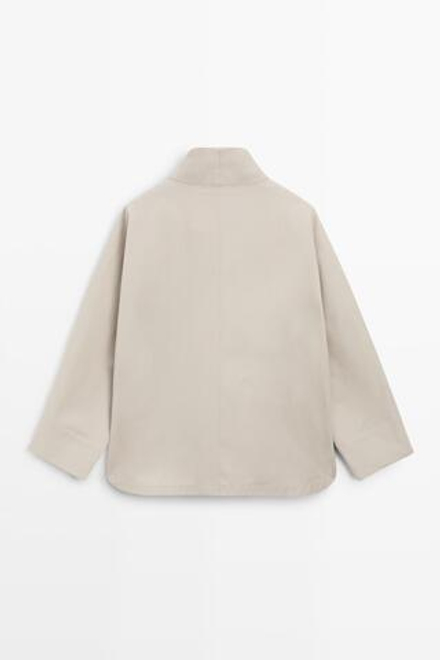 Massimo Dutti Куртка с воротником-стойкой, натуральный/кремовый