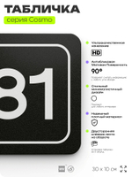 Табличка с номером кабинета "Кабинет №81", для офиса, 30 х 10 см, серия COSMO, черная, Айдентика Технолоджи