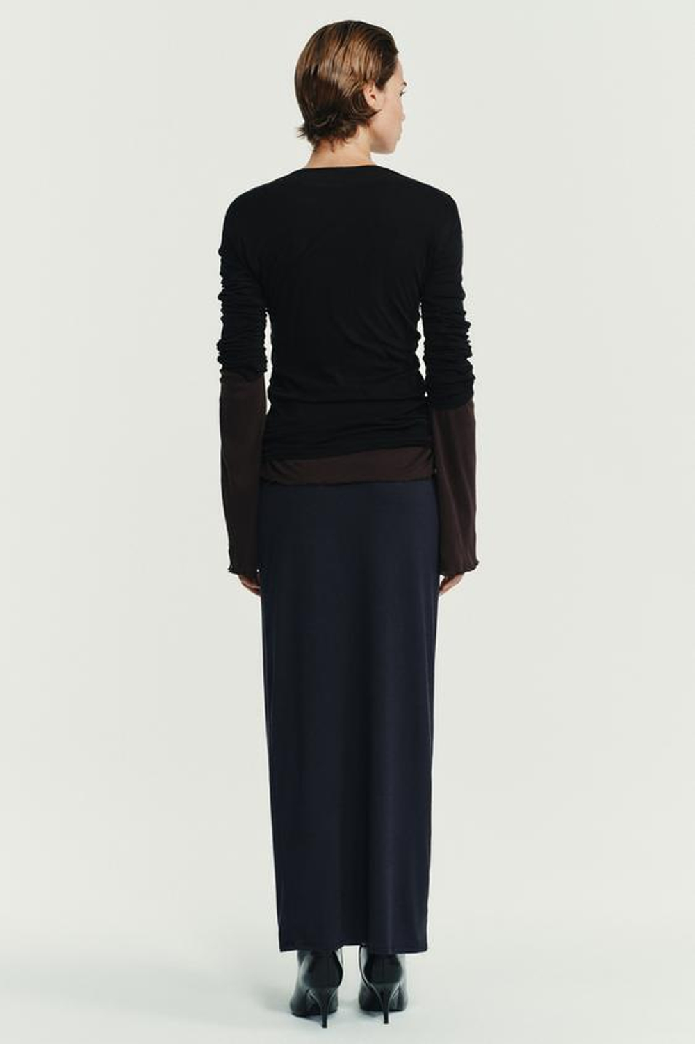 ZARA ЮБКА ИЗ МЯГКОГО МОДАЛА, ТЕМНЫЙ АНТРАЦИТ