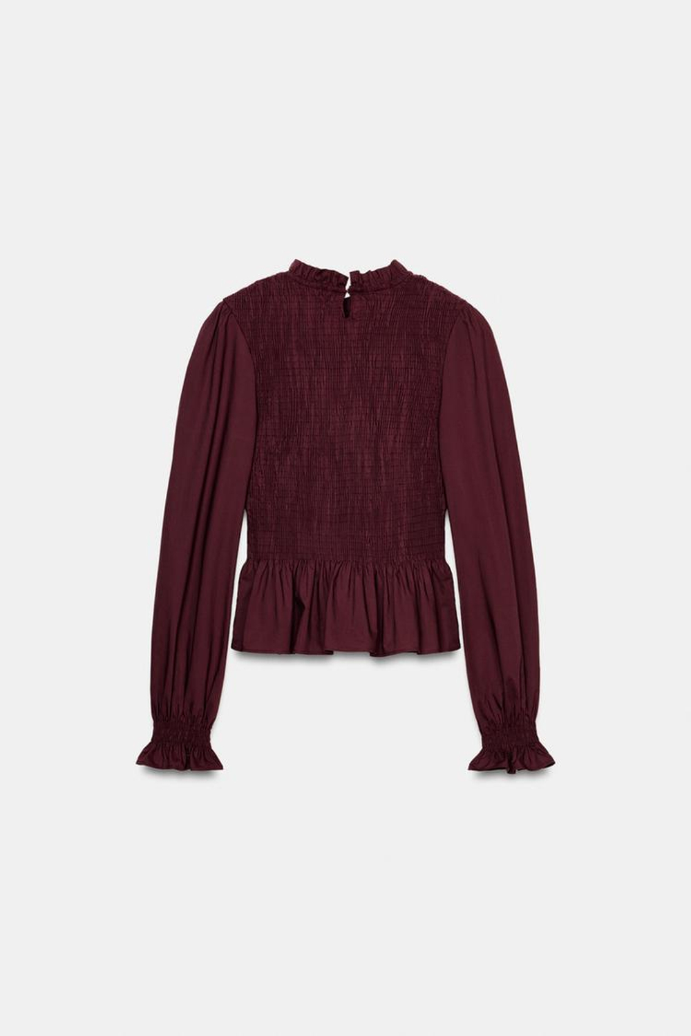 ZARA РУБАШКА С ЖАТЫМ ЭФФЕКТОМ, БУРГУНДИ