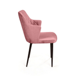 Стул с подлокотниками Hunt ромб, бархат пудровый 15 / чёрный конус