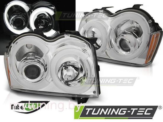 Передние фары Tube Light для Jeep Grand Cherokee WK (05-08) хромированные