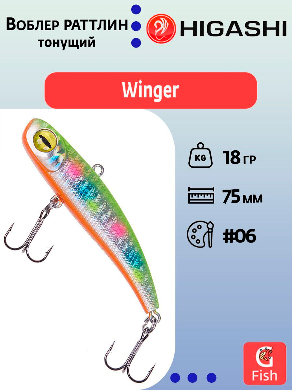 Раттлин HIGASHI Winger 130mm 42g #03