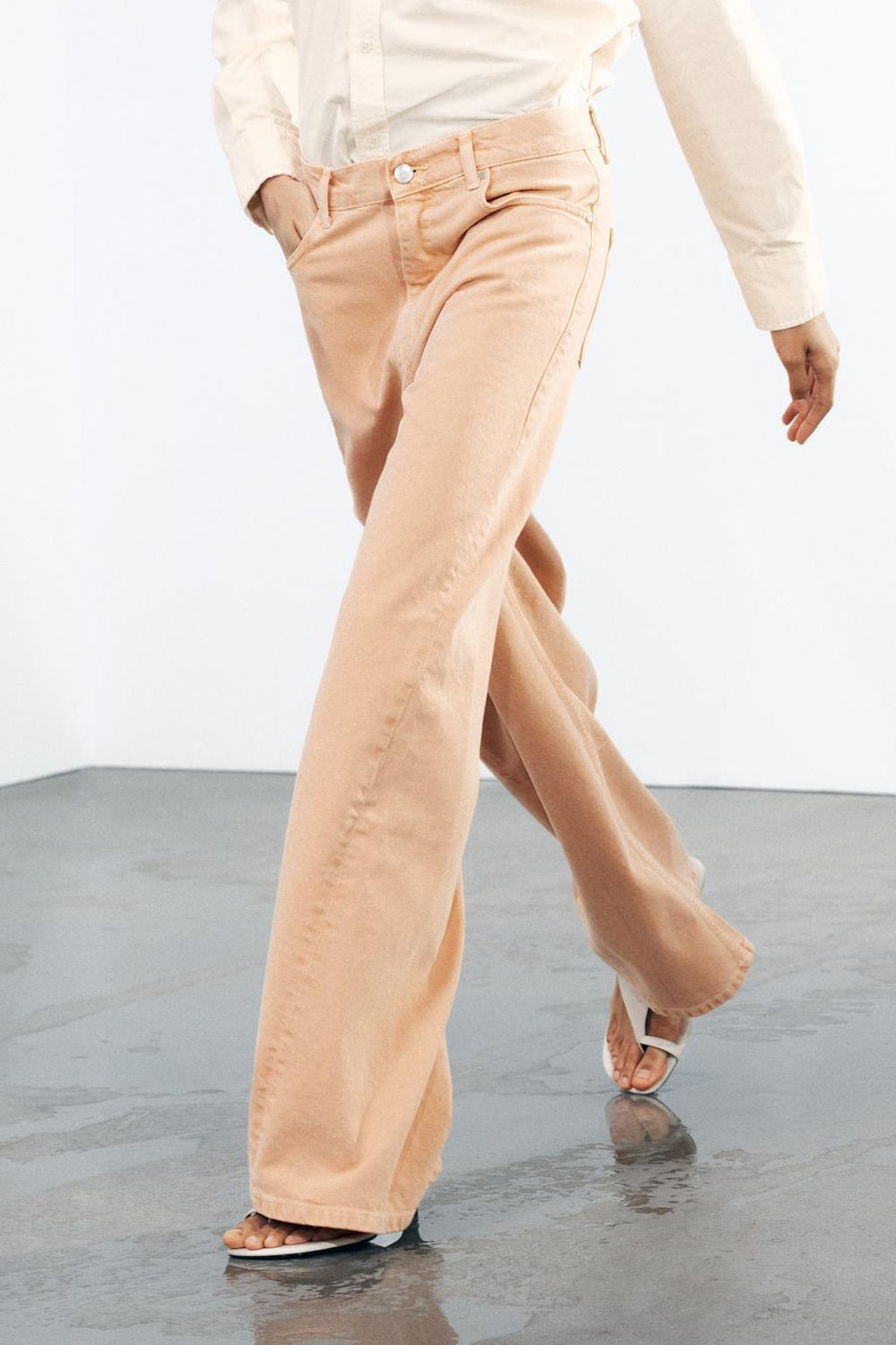 Джинсы wide leg с высокой посадкой — zw collection