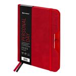 Ежедневник датированный 2025, А5, 151х213 мм, BRAUBERG "Note", под кожу, держатель для ручки, резинка-фиксатор, красный, 115932