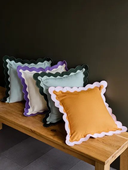 Чехол на подушку с контрастным кантом розового цвета из коллекции trendy ruffles, 40х40 см