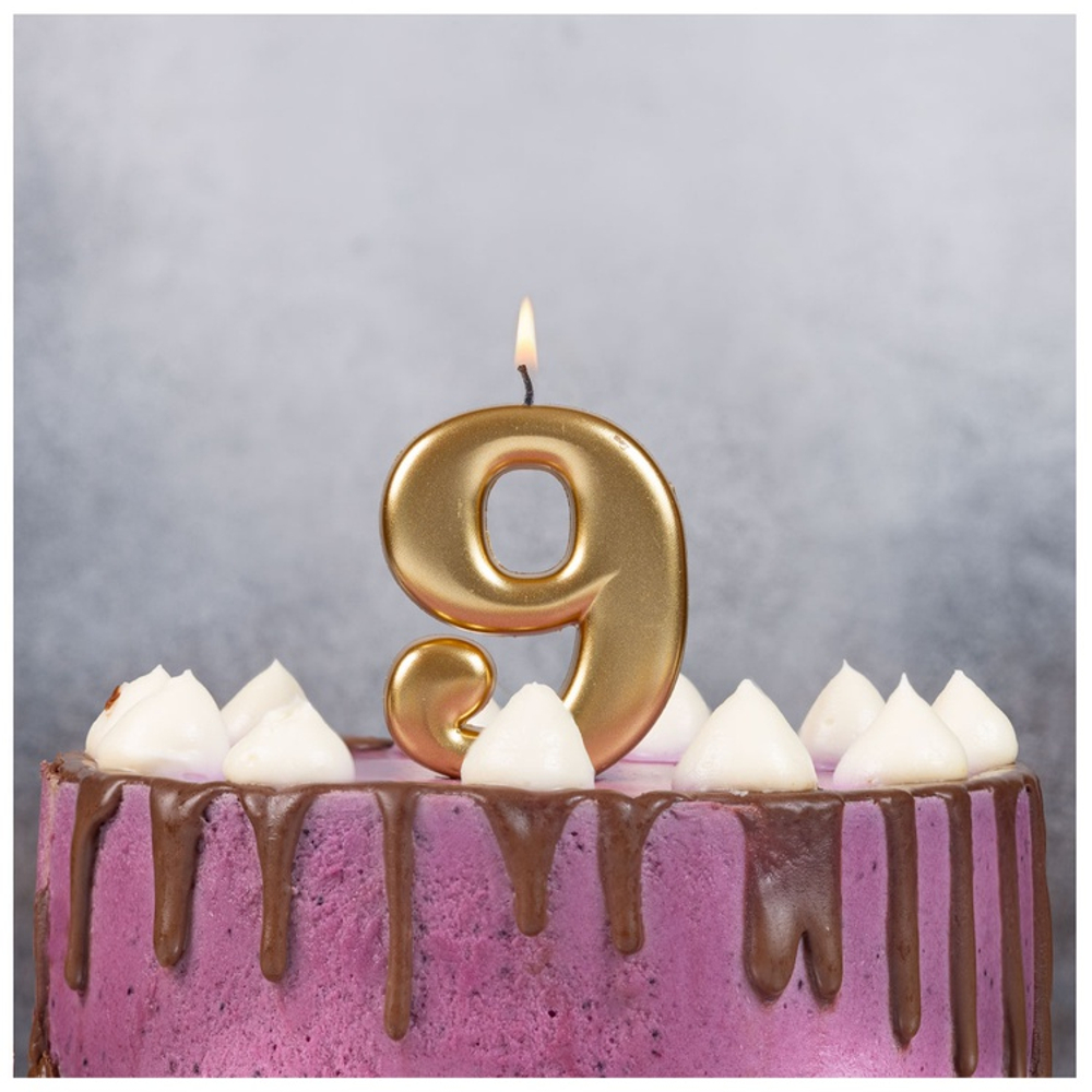 Свечи-цифры Золотые, 8 см