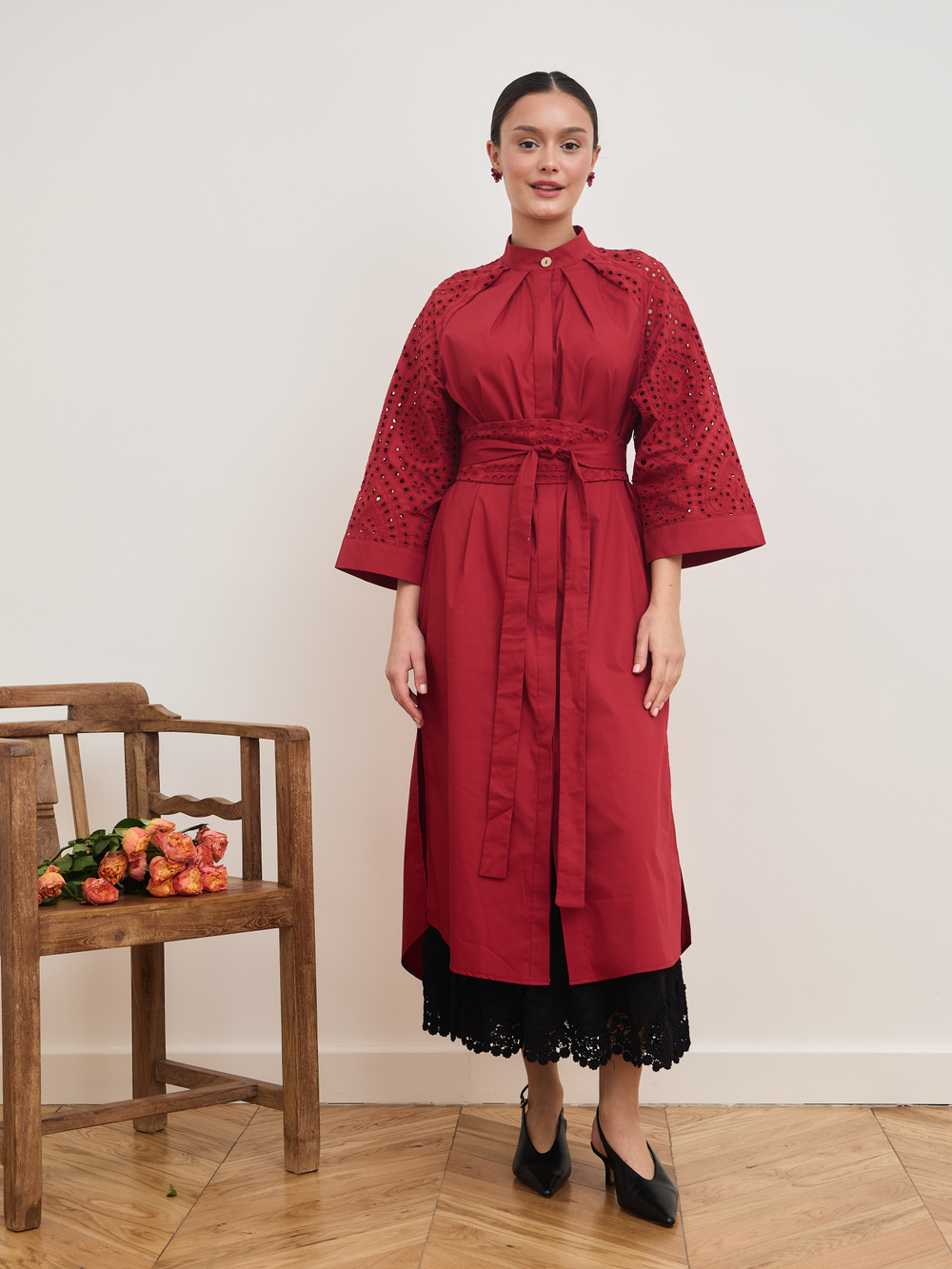 Платье кимоно ажурное