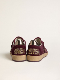 Ball Star Donna in suede bordeaux con stella in cristalli e talloncino in pelle laminata