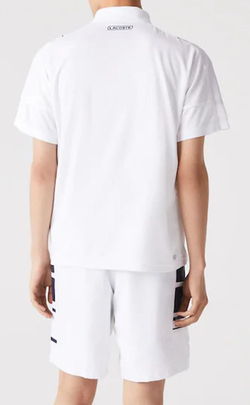 Мужские теннисные шорты Lacoste SPORT Printed Side Bands Shorts - white/navy blue