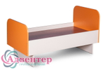 Кровать детская односпальная для детского сада с цветными спинками, оранжевый цвет спинок