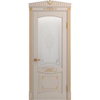 Межкомнатная дверь массив дуба селект Viporte Венеция Декор прованс глянец патина золото остеклённая