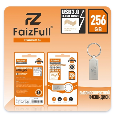 Флеш-накопитель 256 Gb FaizFull U56-256 USB IPX7 металл