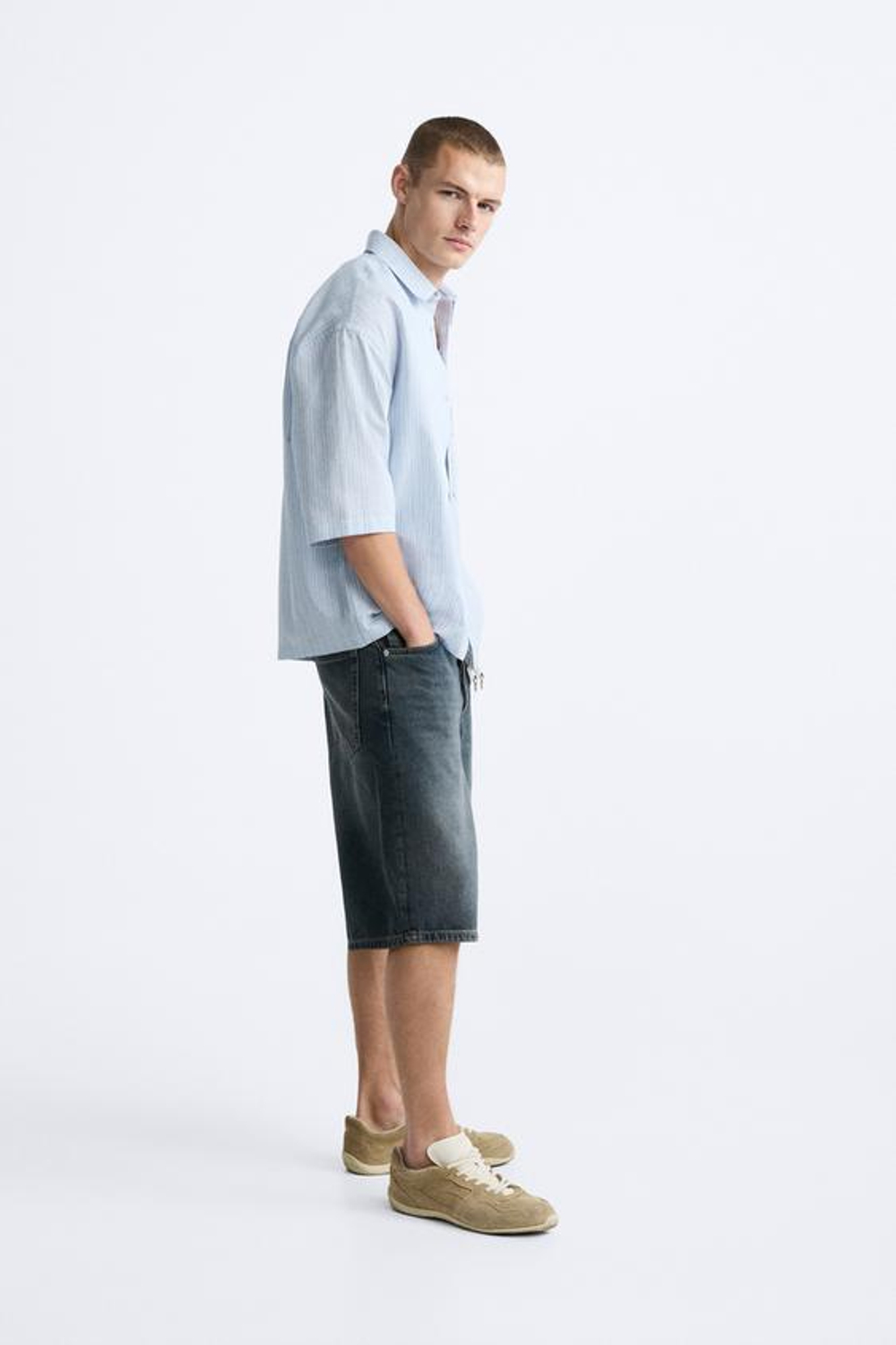 ZARA РУБАШКА В ПОЛОСКУ, СИНИЙ/БЕЛЫЙ