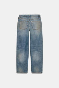 ZARA ДЖИНСЫ СО СРЕДНЕЙ ПОСАДКОЙ И ЗАСТЕЖКАМИ-МОЛНИЯМИ — ZW COLLECTION LIMITED EDITION, СИНИЙ