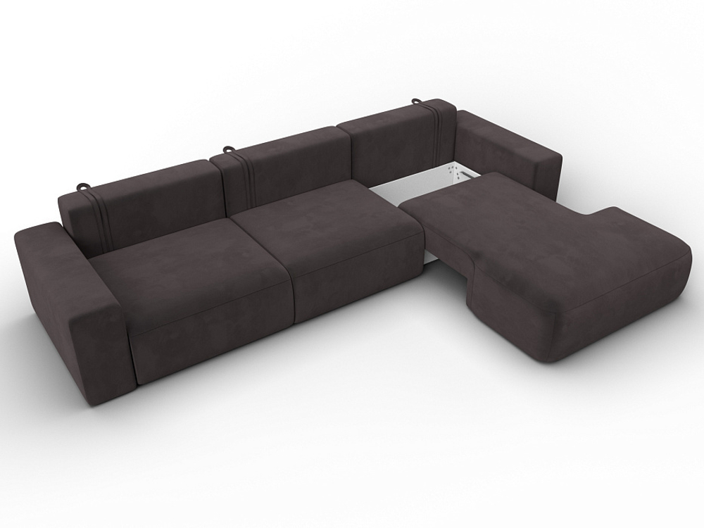 Диван угловой Лига-036 НПБ Классик Лонг правый угол ВЕЛЮР Коричневый
