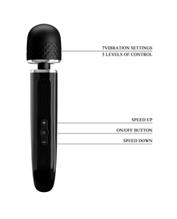 Черный мощный жезловый вибратор с изогнутой ручкой Charming Massager - 24 см.