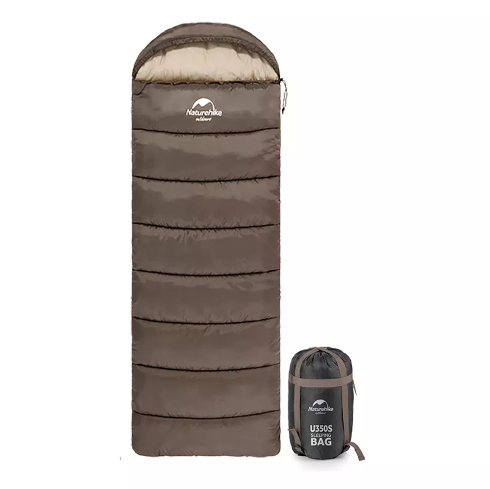 Мешок спальный Naturehike U350, (190х30)х75 см, (левый) (ТК: +1C), коричневый