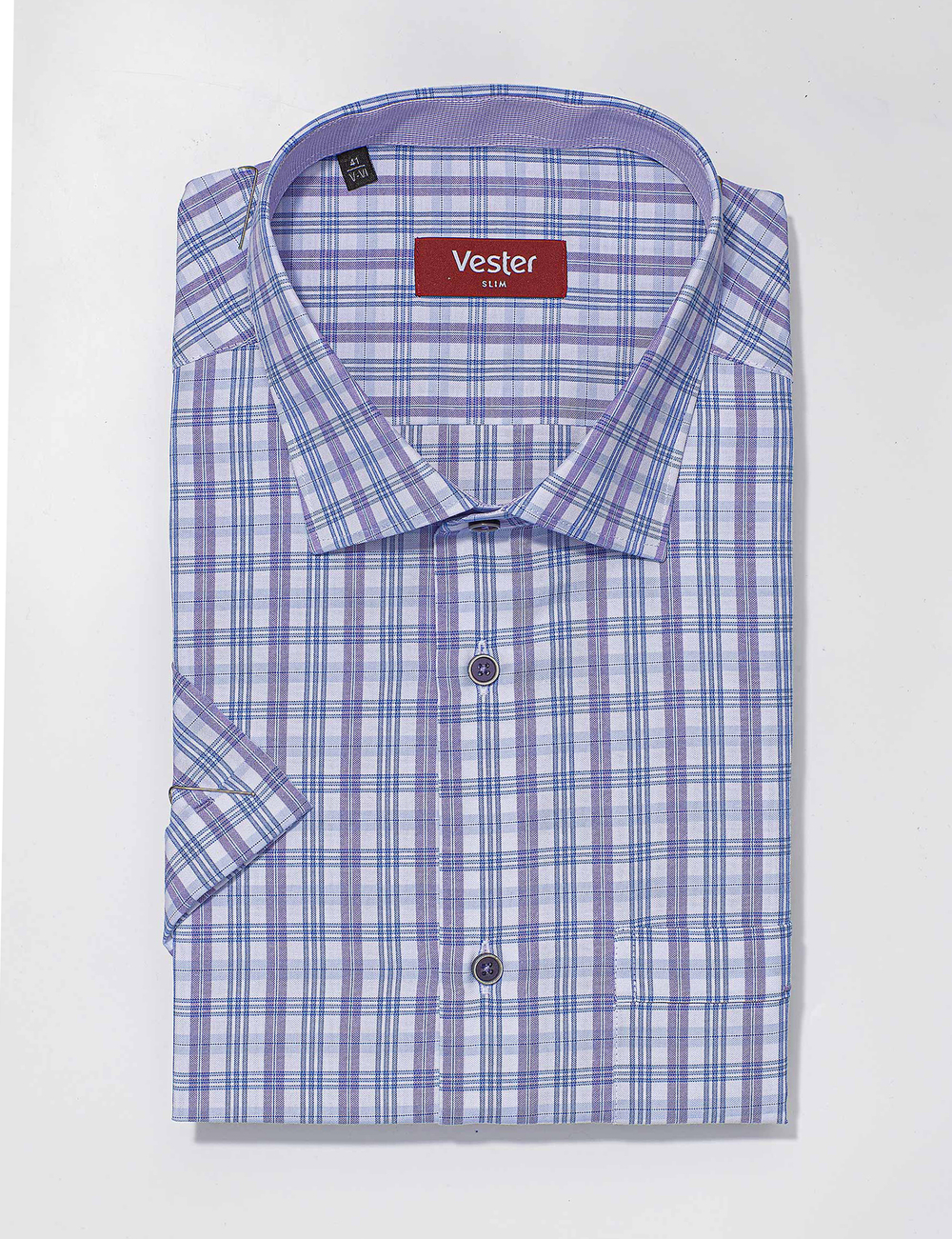 Сорочка мужская VESTER короткий рукав, прямой и приталенный силуэт 72314 50
