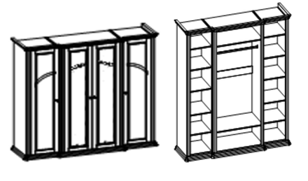 SILVIA Шкаф для одежды 4-х дв. МКС 168-61 с2