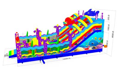 Коммерческий надувной батут «Мега риф», 12*6*6 м