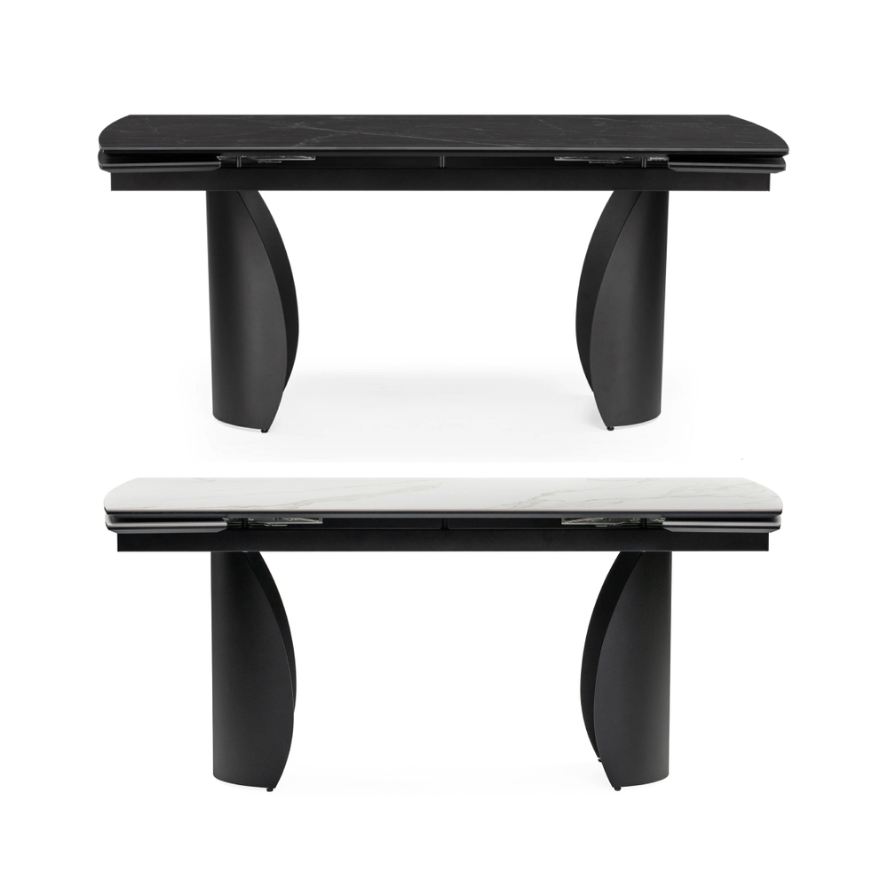 Керамический стол Woodville Готланд 180(240)х90х79 черный мрамор, черный, ножки черные