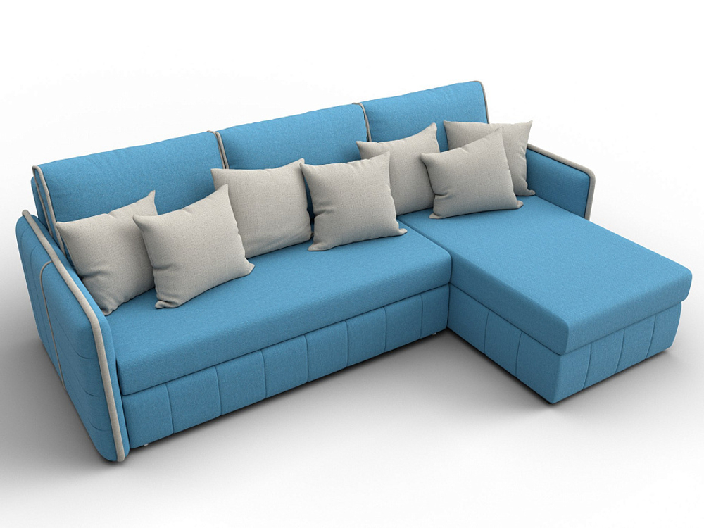 Диван угловой Лига-078 угол универсальный РОГОЖКА Амур 10 голубойАмур 02 бежевый