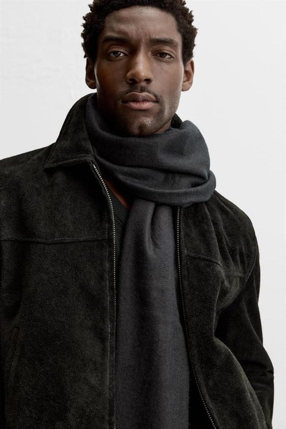 ZARA ШАРФ С БАХРОМОЙ, ЧЕРНЫЙ