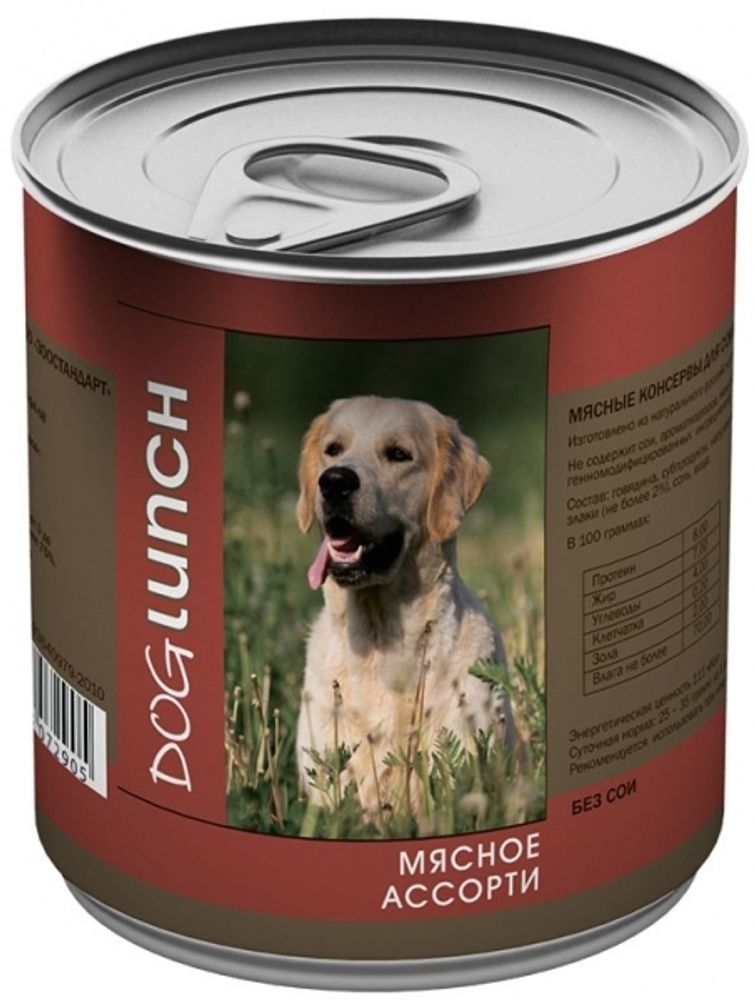 Dog Lunch 750гр Влажный корм для собак Мясное ассорти