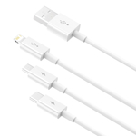 Кабель Baseus Superior Series Fast Charging Data Cable USB to M+L+C 3.5A 1.5m - White