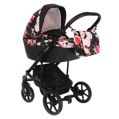 Детская коляска Pituso Confort Plus 2 в 1 27 Цветы+Кожа Тем.Графит