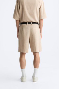 ZARA ШОРТЫ ИЗ РЕЛЬЕФНОЙ ТКАНИ, БЕЖЕВЫЙ
