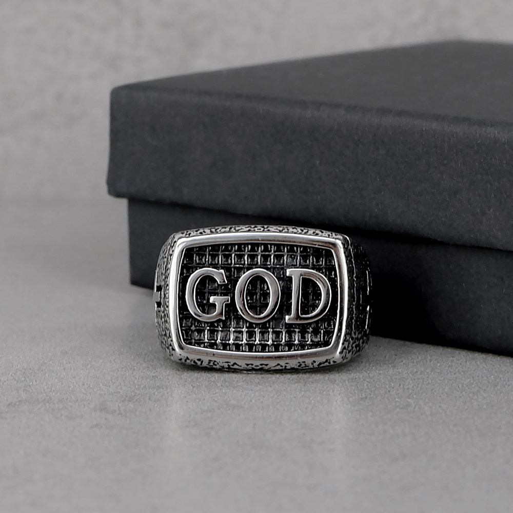 Печатка из стали "God"