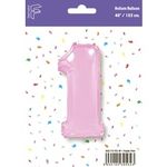 Шар (40"/102 см) Цифра, 1, Розовый, в упак.