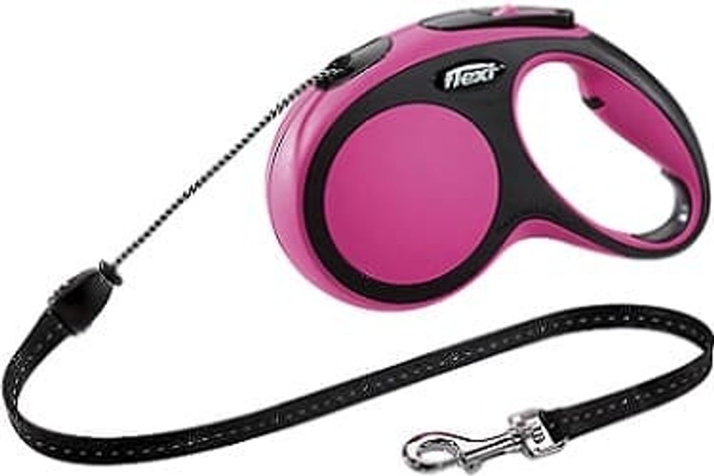 flexi рулетка New Comfort М (до 20 кг) трос 5 м черный/розовый