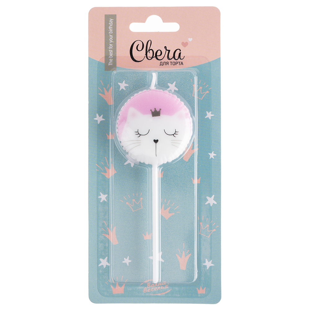 Свеча фигурная «Котенок Принцесса» с держателем 7 см