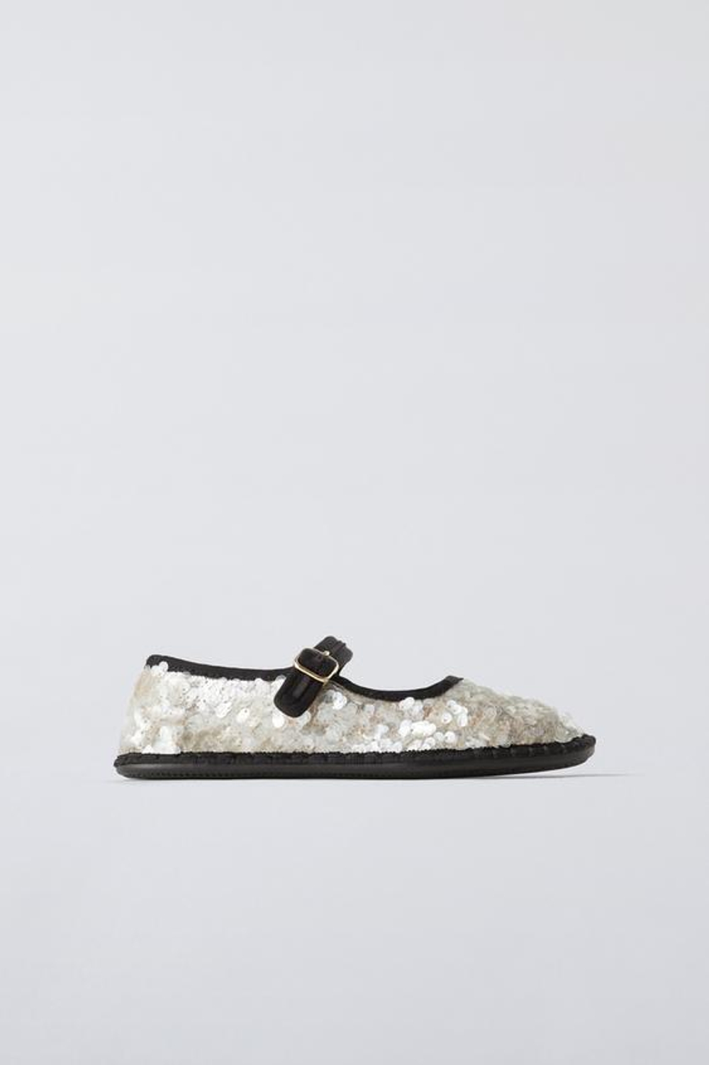 ZARA БАЛЕТКИ С ПАЙЕТКАМИ, БЕЛЫЙ