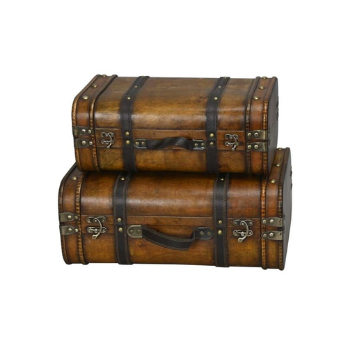 Набор из 2-х декоративных чемоданов коричневые 39x24x16см/45x30x18,5см + 5/6см ручки Дерево