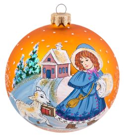 Элита НФШ-1679 Ел.украшение Шар «Девочка с козочкой» 100 мм