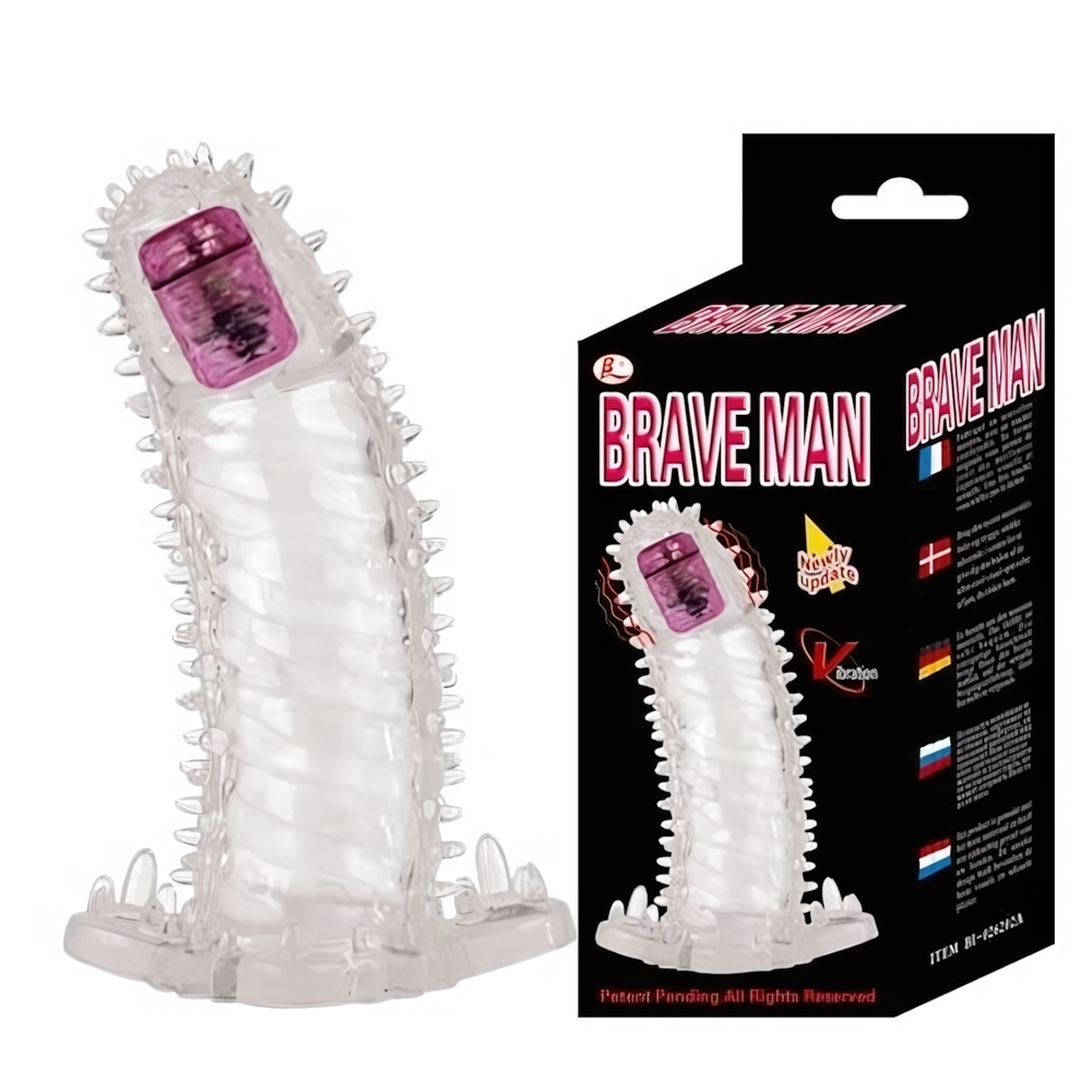 Насадка-удлинитель с пупырышками, усиками и вибропулькой (Цвет: прозрачный)